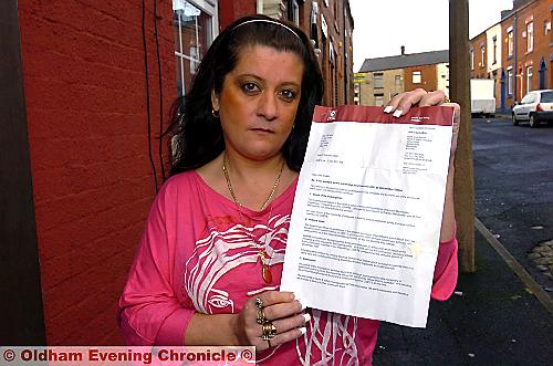NO action . . . Sharon Kerridge with letter sent by the Health and Safety Executive.
