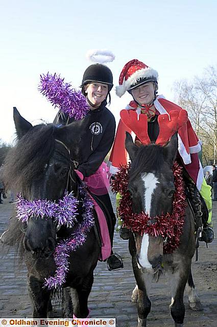 Sarah Cheetham on Echo and Heather Marshall on Scout at the blessing 