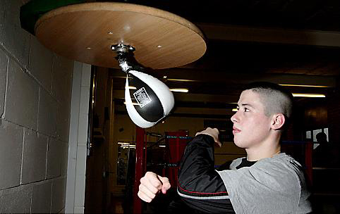 PACKING A PUNCH . . . Ronnie Heffron is impressing during training for his second professional fight. 