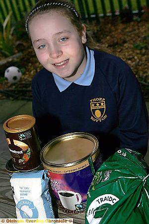 Hannah Wheeler with some of the Fairtrade products used at the school 