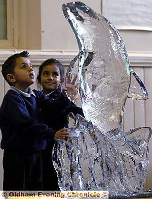 THE finished sculpture is admired by Sufyaan Ali and Imaan Arshad.