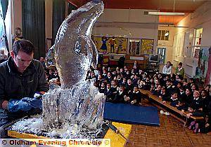 PUPILS watch ice sculptor Matt Chaloner in action