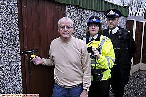 BETTER safe than sorry . . . local resident Dennis Beswick, PCSO Eileen Dunnion and PC Alan Perkins BETTER safe than sorry . . . local resident Dennis Beswick, PCSO Eileen Dunnion and PC Alan Perkins