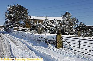 PICTURE postcard . . . a beautiful snow scene in Higher Turf Lane, Scouthead 