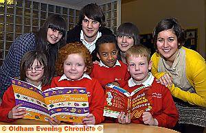 Visitors from Torrelavega, near Santander, Spain at Blackshaw Lane Primary School. Back row l-r, Ana Arranz, Victor Tresgallo, Silvia Blanco, Isabel Gamarro (teacher at the school). Pupils l-r, Cameron Eastwood, Ellis Kenny, Leandros Santos, Lennon Foden. Visitors from Torrelavega, near Santander, Spain at Blackshaw Lane Primary School. Back row l-r, Ana Arranz, Victor Tresgallo, Silvia Blanco, Isabel Gamarro (teacher at the school). Pupils l-r, Cameron Eastwood, Ellis Kenny, Leandros Santos, Lennon Foden.