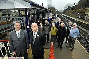 PROUD moment . . . Councillor Richard Knowles (left) and Lee Wasnidge and other guests at the opening of the refurbished station PROUD moment . . . Councillor Richard Knowles (left) and Lee Wasnidge and other guests at the opening of the refurbished station