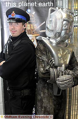 PCSO Ben Ackford with a dreaded Cyberman. 