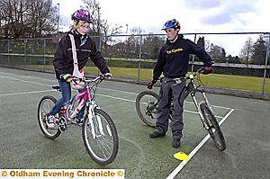 ON your bike . . . Rachel Emmott (11) taking part in a skills session with Try-Cycles’ Mike McClure 