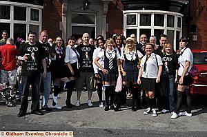READY to go . . . beer walkers at The Sportsmans Arms pub, Chadderton 