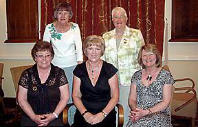 THIS season’s Lady Captains are pictured at a dinner staged by the Oldham Ladies Golf Association Past Captains. Pictured are, left to right, front: Iona Clarke (Brookdale), Lynn Truelove (Crompton & Royton) and Ann Smith (Oldham). Back: Hilda Garner (Werneth) and Anita Scholes (Saddleworth). 
