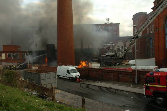 Maple Mill No 2 as fire crews arrive on the scene 