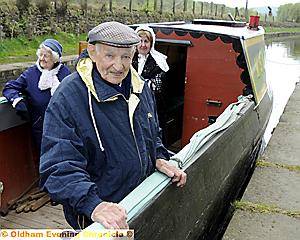 ALL aboard . . . 90-year-old Ronnie Barnes 
