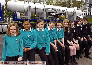 STAR gazers . . . pupils, from left, Rochelle Simms, Helena Begum, Demi Atkinson, Lewis Wood, Joe Chappell, Leonie Glynn, Jennifer Collier, Ben Abbott and Edward Courtnell with the rocket STAR gazers . . . pupils, from left, Rochelle Simms, Helena Begum, Demi Atkinson, Lewis Wood, Joe Chappell, Leonie Glynn, Jennifer Collier, Ben Abbott and Edward Courtnell with the rocket