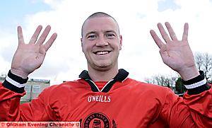 THEY ALL ADD UP: Heyside’s Carl Winstanley scored eight goals against Fenay Bridge. 