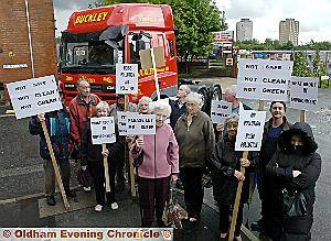 FLASHBACK . . . residents protest on Stockfield Road/Hunt Lane FLASHBACK . . . residents protest on Stockfield Road/Hunt Lane