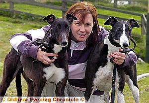 GREYHOUND trainer Justine Northfield with Bingo (left) and Ronnie GREYHOUND trainer Justine Northfield with Bingo (left) and Ronnie