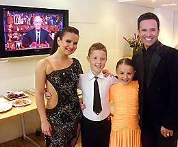 STARS OF THE SHOW . . . Jack Gartside and Amy Rogers meet “Strictly Come Dancing” professionals Lilia Kopylova and Darren Bennet 