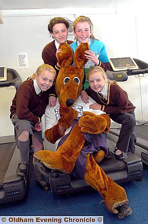 Nigel Whitworth, dressed as a kangaroo, with St Joseph’s School pupils Annabel Flanagan, Olivia Askew, Megan Whitworth and Sophia Norbury Nigel Whitworth, dressed as a kangaroo, with St Joseph’s School pupils Annabel Flanagan, Olivia Askew, Megan Whitworth and Sophia Norbury