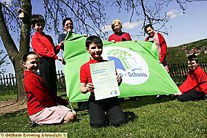 FLAGGED up . . . St Agnes school pupils and staff with the Green Flag they need planning permission to fly, (clockwise, from the left) Jessica Pass, Johnathan Pass, Julie Crickett, head teacher Janet Saggerson, Katie Robinson, Jake Stonall and Luke Wilson FLAGGED up . . . St Agnes school pupils and staff with the Green Flag they need planning permission to fly, (clockwise, from the left) Jessica Pass, Johnathan Pass, Julie Crickett, head teacher Janet Saggerson, Katie Robinson, Jake Stonall and Luke Wilson