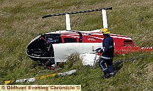 Businessman David Cummaford, from Pack Horse Slack, off the A62 in Delph, suffered two broken legs when the helicopter he was flying came into difficulties only yards from his home. 