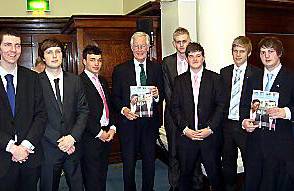 HEADS for business . . . MP Michael Meacher is pictured with Career Academy graduates, from left, Josh Thompson, Matthew Kulakowski, Arron Frost, Niall Lambert, Billy Cooney, Tom Davies and Luke Naylor HEADS for business . . . MP Michael Meacher is pictured with Career Academy graduates, from left, Josh Thompson, Matthew Kulakowski, Arron Frost, Niall Lambert, Billy Cooney, Tom Davies and Luke Naylor