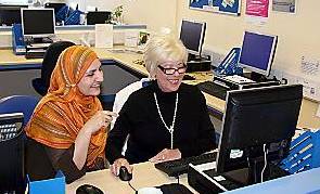 NEVER too old to learn . . . Julie Goodyear is taught to use a computer with help from IT tutor Thara Parveen
NEVER too old to learn . . . Julie Goodyear is taught to use a computer with help from IT tutor Thara Parveen