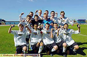 Happy days: The South Chadderton team celebrate their victory over Crompton House in the Year 10 final. 