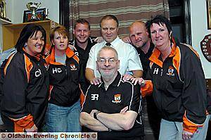 Bob Rowlandson (front) with, left to right, back: Carol Widdowson, Helen Cullen, Andy Rowlandson, Dave Giblin, Sean Kelly and Amanda Hoyle. 