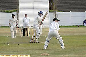 CROMPTON batsman Steven Wright flashes one past the wicket-keeper off the bowling of Middleton’s Phil Tomlinson during his side’s defeat. CROMPTON batsman Steven Wright flashes one past the wicket-keeper off the bowling of Middleton’s Phil Tomlinson during his side’s defeat.