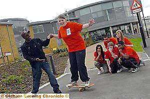 SPORTS mad . . . (from front, left) Neil Danns with Liz McManus, Saheena Begum, Rahel Mahmud, Jake Bean, Phillipa Brunt and Ali Hussain 