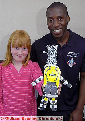 James Mwale and Lauren Woodward with her mascot design James Mwale and Lauren Woodward with her mascot design