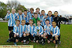 Crompton House Year Sevens celebrate after denying Failsworth Sports College in a penalty shoot-out.