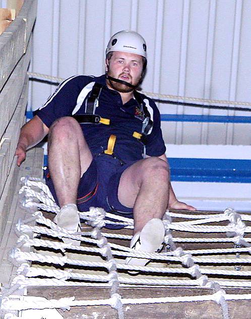 OUT OF THE COMFORT ZONE: Jamie I’Anson takes on a rope ladder 