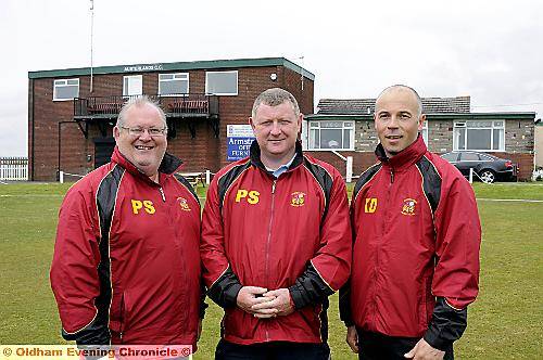 Austerlands secretary Paul Scholes (left), junior co-ordinator Peter Sunderland and first-team captain Kevin Du Feu. Austerlands secretary Paul Scholes (left), junior co-ordinator Peter Sunderland and first-team captain Kevin Du Feu.