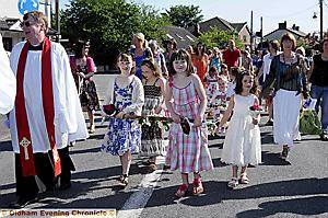 WALKERS from Woodhouses Church in the glorious sunshine. 

(Apologies: in tonight's paper this picture was wrongly captioned as walkers from St Paul’s Church in Hathershaw and St Thomas’s Church, Werneth). 