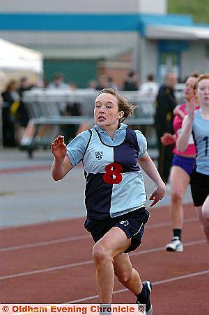 SPRINT STAR: Heather Moran, of South Chadd, stretches clear to win the Year Nine 100m. 