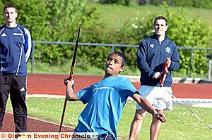 CONCENTRATION: Jubayer Ahmed, of Radclyffe Schoool, throws the javelin to victory in the Year Eight competition. 