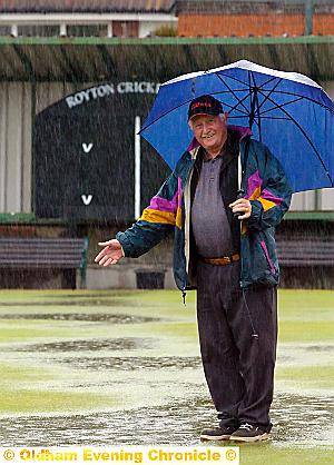 FRIDAY’S torrential rain ended hopes of play in the Evening Chronicle Bowls Handicap, leaving bowls tournament entrant Alf Smallwood to inspect a waterlogged green at Royton. FRIDAY’S torrential rain ended hopes of play in the Evening Chronicle Bowls Handicap, leaving bowls tournament entrant Alf Smallwood to inspect a waterlogged green at Royton.