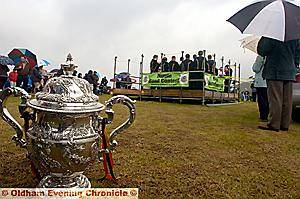 The Black Dyke band brought their world championship trophy for luck at the first, rainswept Diggle Band Contest 