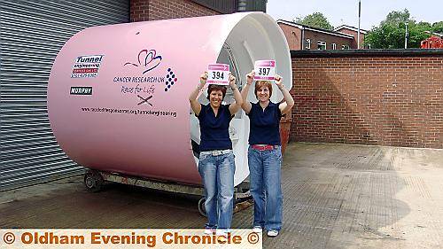 Stephanie Townsend, left, and Amanda Worsley, in the pink at work, and ready for the Race for Life. Stephanie Townsend, left, and Amanda Worsley, in the pink at work, and ready for the Race for Life.
