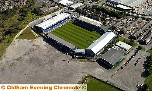 HOUSING plan . . . the Boundary Park site (seen here before the demolition of the New Start Mortgages Stand) could be replaced by housing 