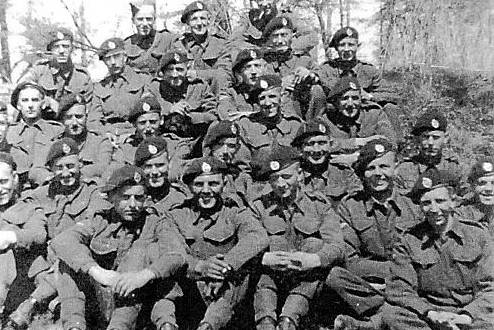 B Squadron (right) at Shoreham near Brighton, before leaving for Liverpool and the long voyage to Egypt. Mr Tuson is front left, and Harry Butterworth fourth from the right