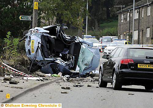 THE wrecked Nissan Micra which hit a lamp post leaving the driver fighting for his life THE wrecked Nissan Micra which hit a lamp post leaving the driver fighting for his life