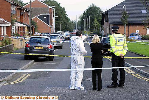 POLICE at the scene in Nugget Street at the weekend 