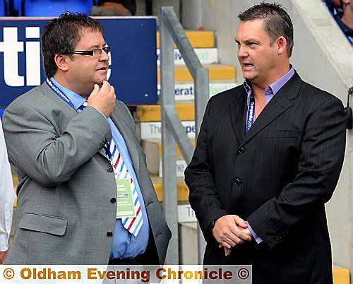 THIRD TIME LUCKY? Roughyeds chairman Chris Hamilton (left) has backed Tony Benson (right) to carry on as Oldham coach. THIRD TIME LUCKY? Roughyeds chairman Chris Hamilton (left) has backed Tony Benson (right) to carry on as Oldham coach.