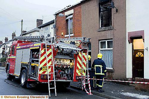 FIRE drama . . . the scene in Smith Street, Lees today FIRE drama . . . the scene in Smith Street, Lees today