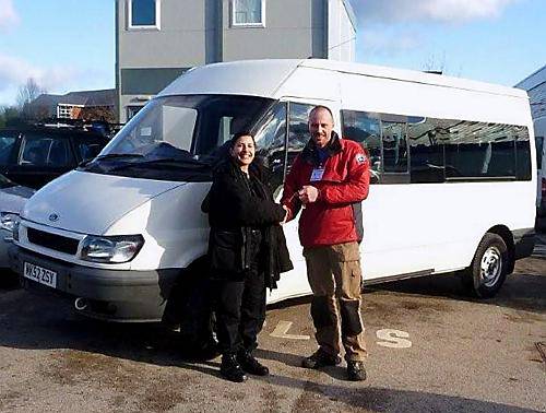 Oldham Mountain Rescue Team leader, Mick Nield, receives the keys of the minibus from PC Angela Daniels of GMP’s X Division Oldham Mountain Rescue Team leader, Mick Nield, receives the keys of the minibus from PC Angela Daniels of GMP’s X Division