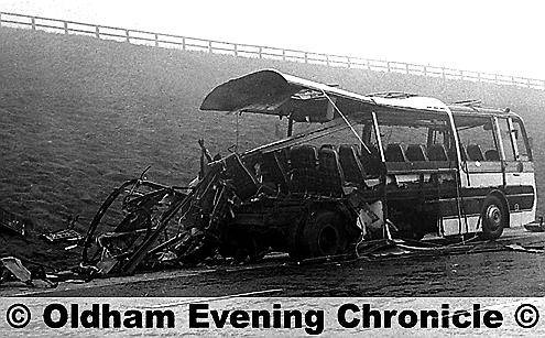 THE wreckage of the coach after a bomb tore through the rear of the vehicle 