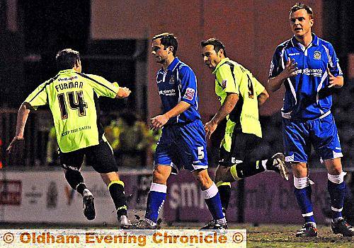 ALL SMILES: Pawel Abbott reacts after scoring the only goal of the game.
