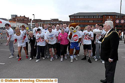 ON your marks! Mayor of Oldham, Councillor Jim McArdle at Sainsbury’s 